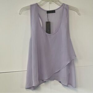 New Women’s Doublju light purple flowy sheer sleeveless tank top. Size Large.